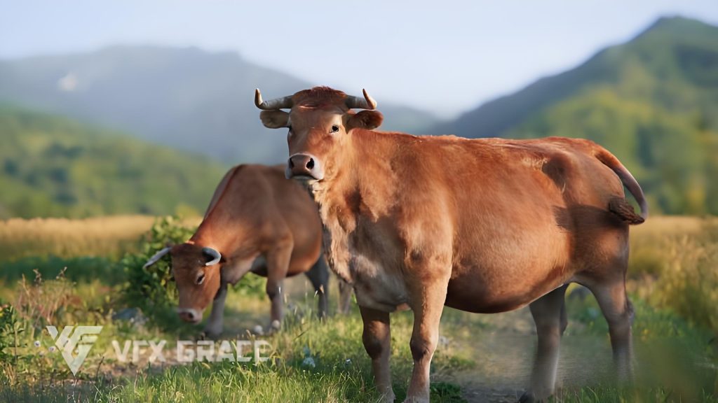 黄牛3D模型 VFX Grace – Cattle Cow Animation (Blender/OBJ格式)