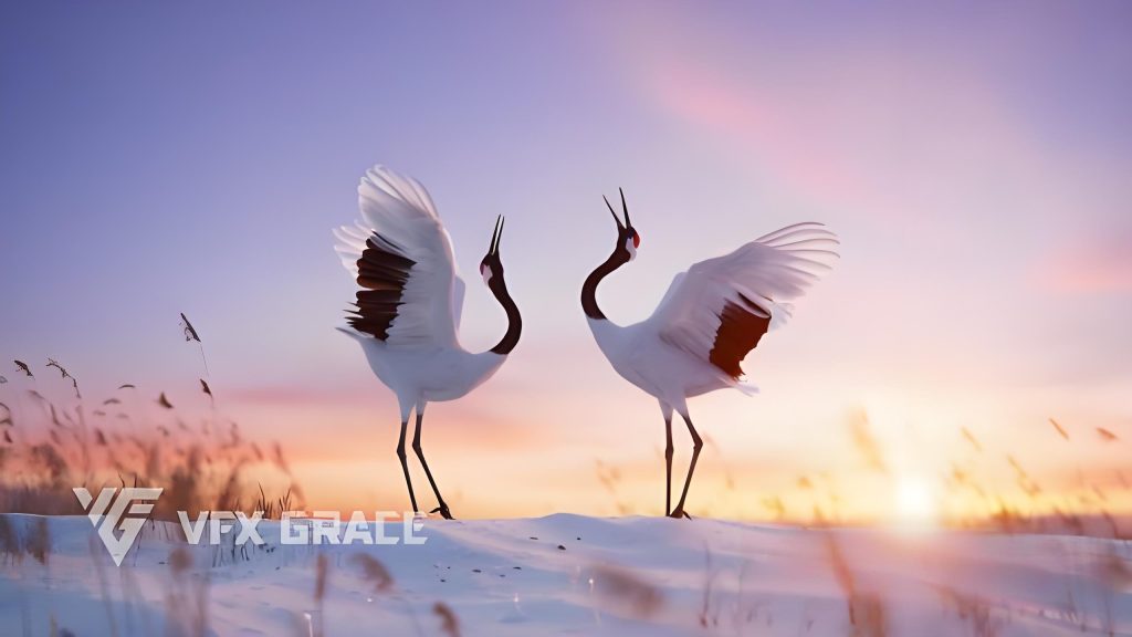 丹顶鹤3D模型 VFX Grace – Red-Crowned Crane Animation (Blender/OBJ格式)