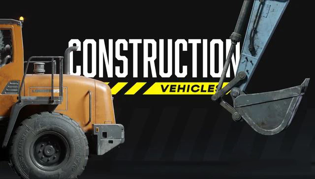 Blender挖掘机起重机叉车卡车3D模型 KitBash3D – Construction Vehicles