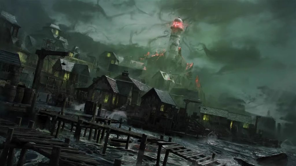 Kitbash3D – Lovecraft Blender恐怖英格兰风格迷雾小镇建筑3D模型包
