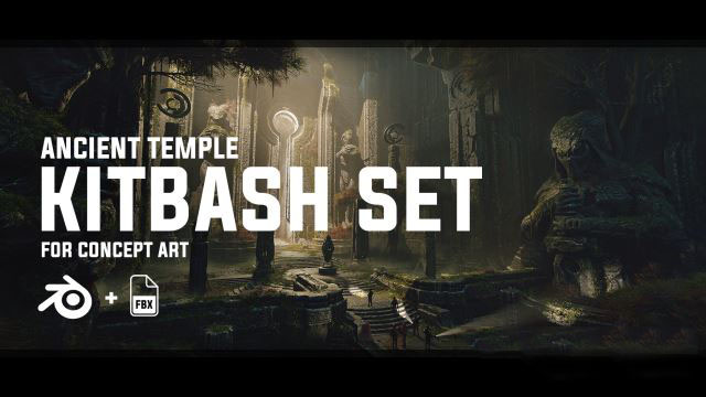 神秘古老祭祀神庙3D模型 Artstation – Ancient Temple Kitbash (FBX格式)