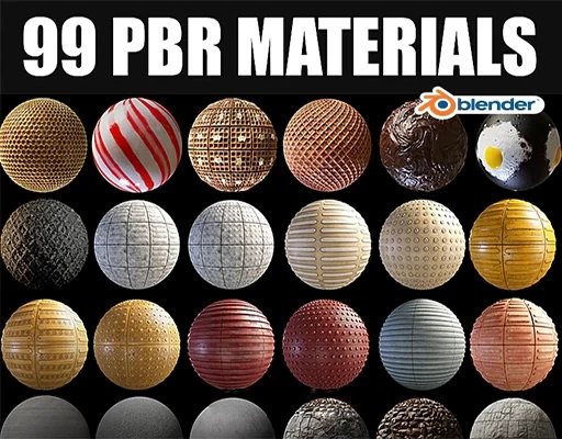Blender木材布料皮革金属材质纹理预设包 99 Pbr Materials Vol.01