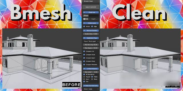 Blender多余网格清理优化插件 Bmesh Clean V1.1.203