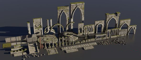 Blender中世纪遗址3D模型素材下载 ArtStation – Medieval Fantasy Kitbash