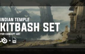 Blender/FBX格式远古印度神庙宇遗迹建筑3D模型下载 ArtStation – Indian Temple – Kitbash Set
