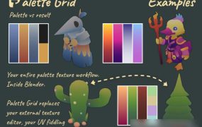 Blender插件下载智能调色板纹理 Palette Grid v1.2.1