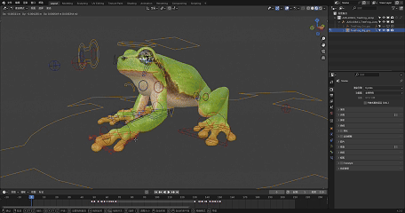 Blender树蛙青蛙骨骼绑定3D模型 VFX Grace – Tree Frog Animated