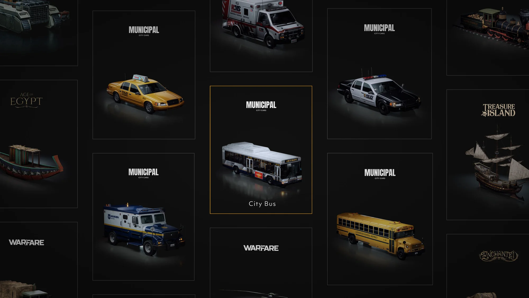Blender模型-公交车出租车警车校车交通汽车3D模型 KitBash3D – City Cars: Municipal
