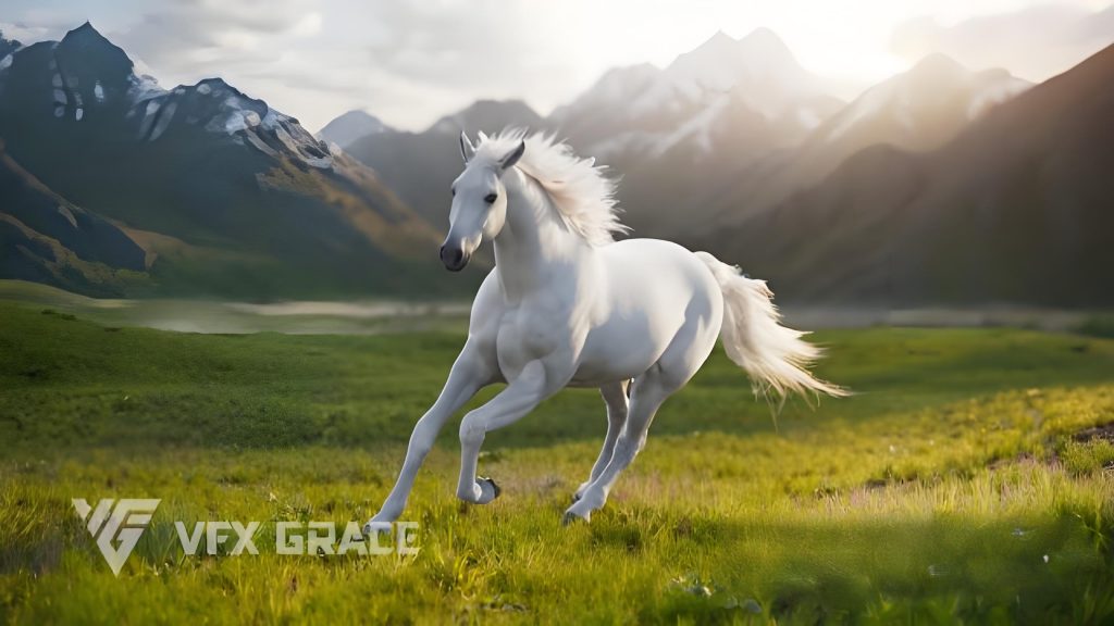 Blender白马3D模型资产 VFX Grace – White Horse Animation