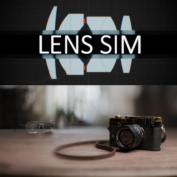 Blender真实光学摄像机色差畸变柔光虚焦镜头插件 Lens Sim V2.3