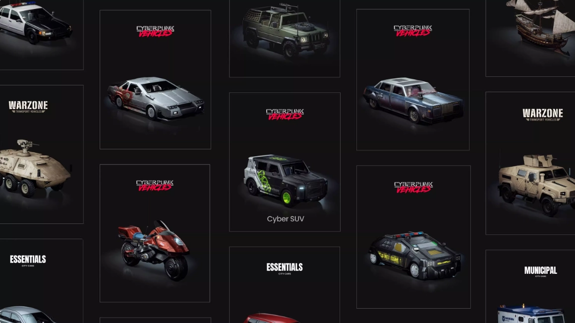 Blender模型-赛博朋克科幻摩托车汽车3D模型 KitBash3D Cyberpunk Vehicles