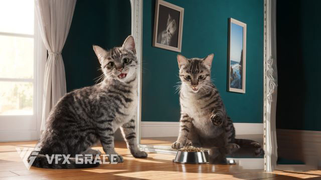 Blender/OBJ灰猫3D模型 VFX Grace – Grey Cat Animated