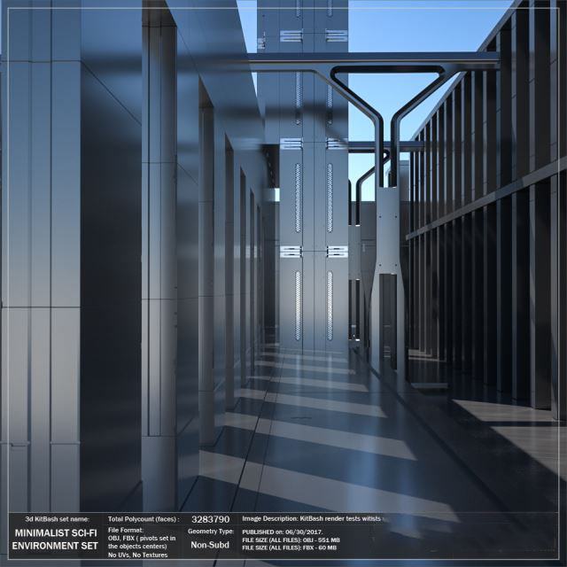 简洁科幻建筑环境家具3D模型资产 Vitaly Bulgarov – MINIMALIST Sci-Fi Environment Set & Sci-Fi Furniture Set