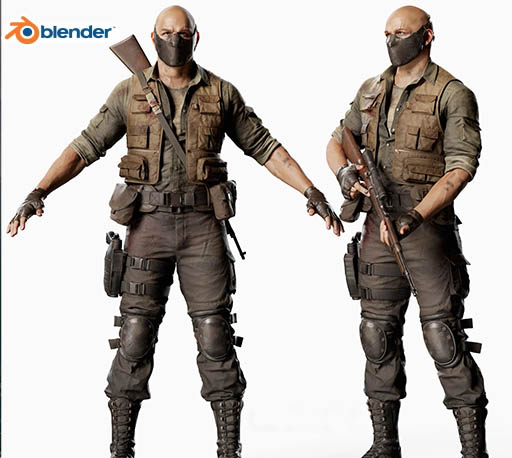 游戏反派人物角色3D模型 Bad Guy Game Character (Blender/OBJ/FBX等格式)