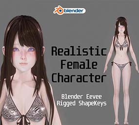 真实写实女性比基尼模特角色3D模型 Bikini Model – Realistic Female Character – Blender Eevee