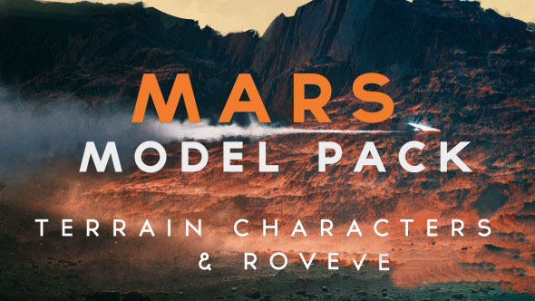 火星表面地形宇航员3D模型 ArtStation – Mars – Model Pack – 8k 32Bit Terrain + 7 Posed Characters + Rover