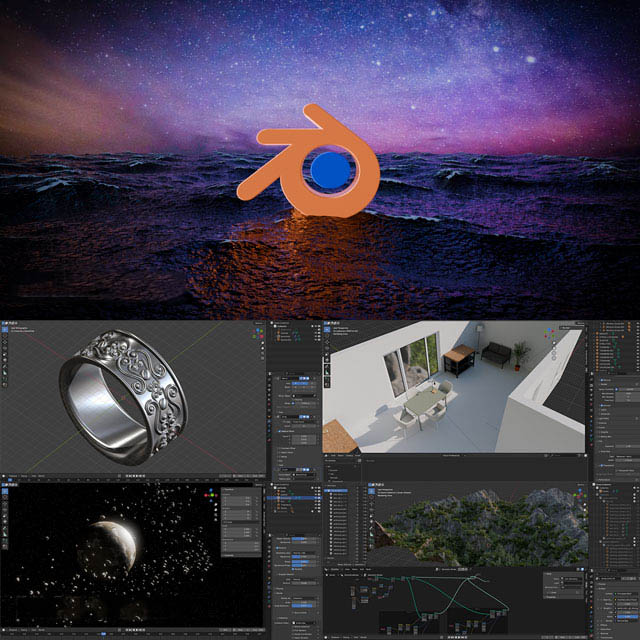 Blender 4建模贴图材质灯光动画渲染完全零基础新手入门教程+工程文件 中文/英文字幕