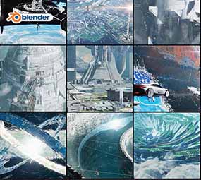 12套Rui Huang出品的Blender科幻星际宇宙场景3D模型 Blender Projects by Rui Huang