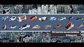 Blender 320个未来科幻低多边形建筑飞行汽车3D模型合集 Futuristic Lowpoly Cities Plus Flying Cars