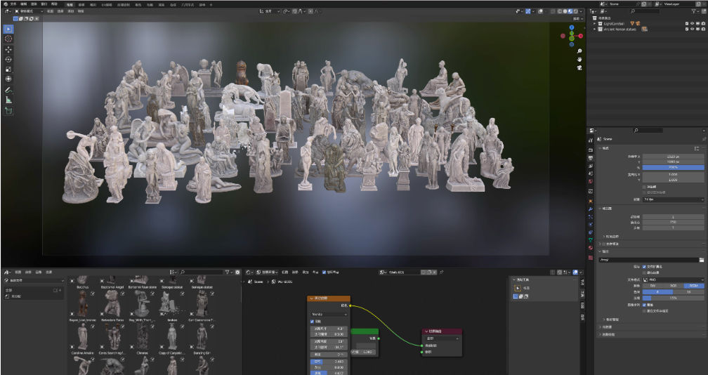 Blender/C4D古希腊罗马雕像雕塑3D模型素材带材质贴图94个