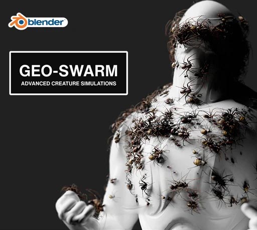 Blender集群生物动画资产预设插件 Geo-Swarm V3.0 + Assets