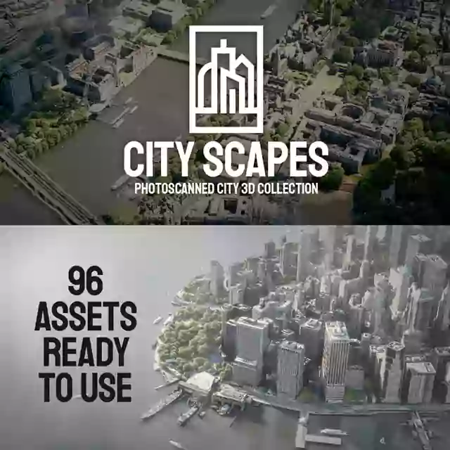 Blender 96组城市楼房建筑景观场景3D资产预设 City Scapes