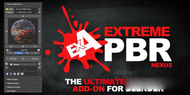 Blender材质预设插件 Extreme PBR Nexus V4.1.131 + 1800多种材质资产预设库