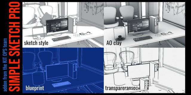 Blender素描边框线条渲染插件 Simple Sketch Pro V1.1.0