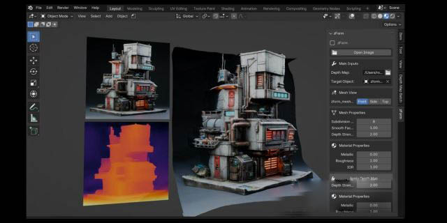 Blender深度图生成三维模型插件 zForm V1.0.4