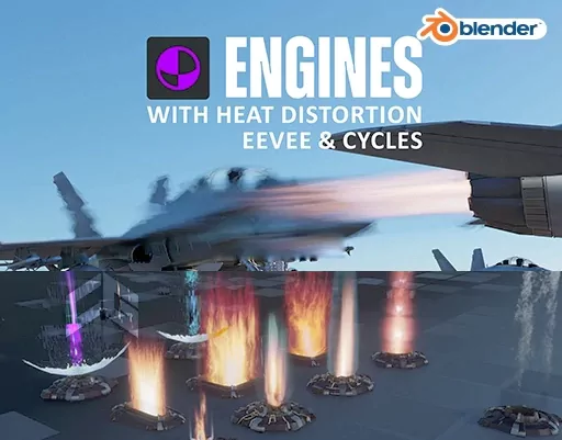 Blender预设|9种火箭引擎尾焰热量喷射动画特效资产预设 Heat Engine