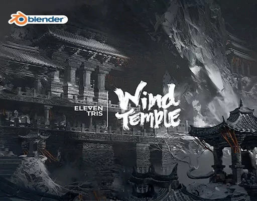 Blender风之神殿雪山寺庙场景3D模型资产预设 Wind Temple