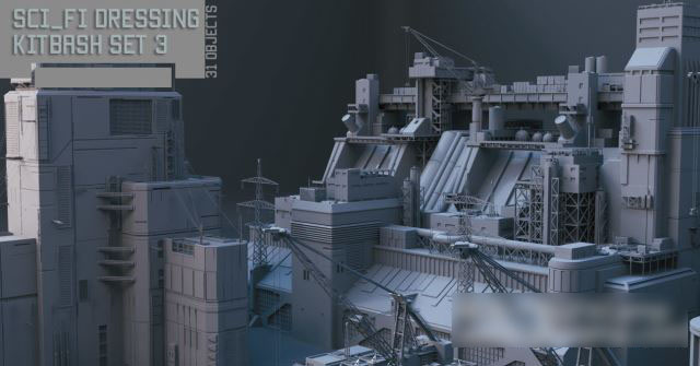 科幻工业建筑3D模型 Cgtrader – Scifi Dressing Kitbash Set 3 (MAX/FBX/OBJ格式)
