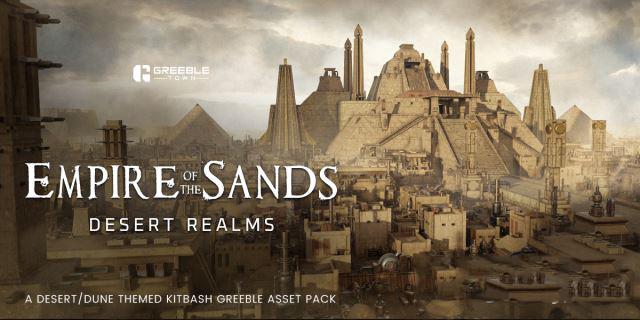 Blender沙漠帝国楼房建筑石头物品资产预设 Empire Of The Sands – Desert Structures Kitbash Greeble Assets