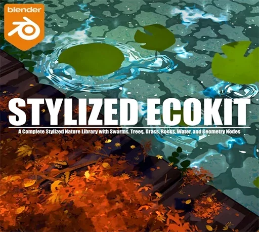 Blender风格化自然植被岩石水体飞行生物资产预设 Flora Assets: Stylized Nature Pack – Ecokit
