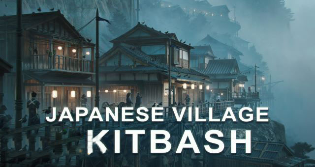 Blender日本古代建筑木屋3D模型资产预设 Artstation – Japanese Village Kitbash