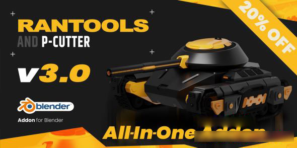Blender硬面建模灯光渲染材质修改器纹理烘焙插件 Rantools And P-Cutter All-In-One Addon V3.3.10