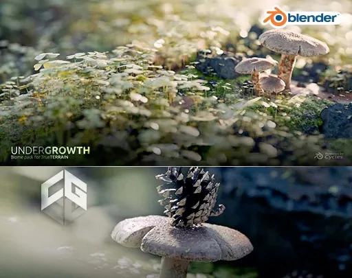 Blender灌木丛木头蘑菇模型资产库 Undergrowth | Asset Library 4K+8K