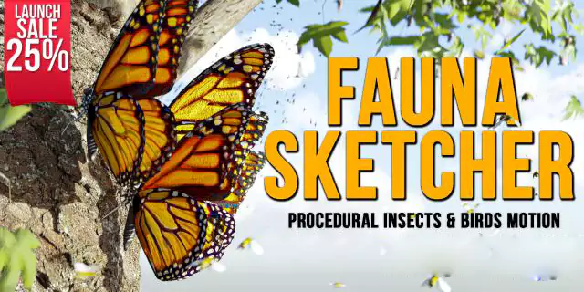 Blender昆虫鸟类飞动模拟动画插件 Fauna Sketcher Procedural Insects & Birds Motion