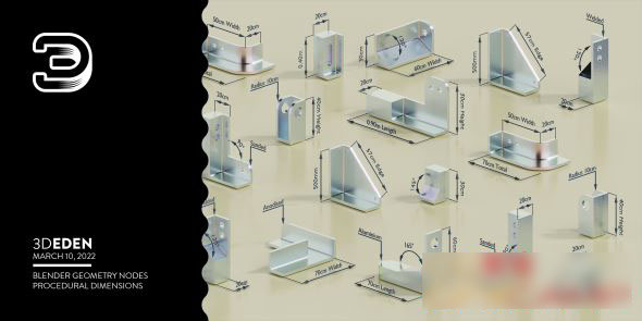 Blender模型尺寸测量插件 Geometry Nodes Dimensions System V4.4