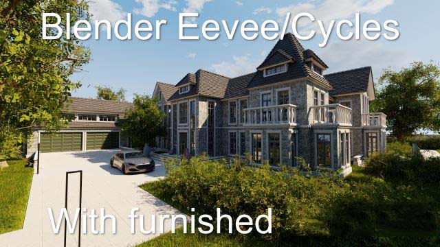 Blender欧式别墅建筑室内外场景3D模型资产 Large Mansion 2021 Blender Eevee And Cycles 1