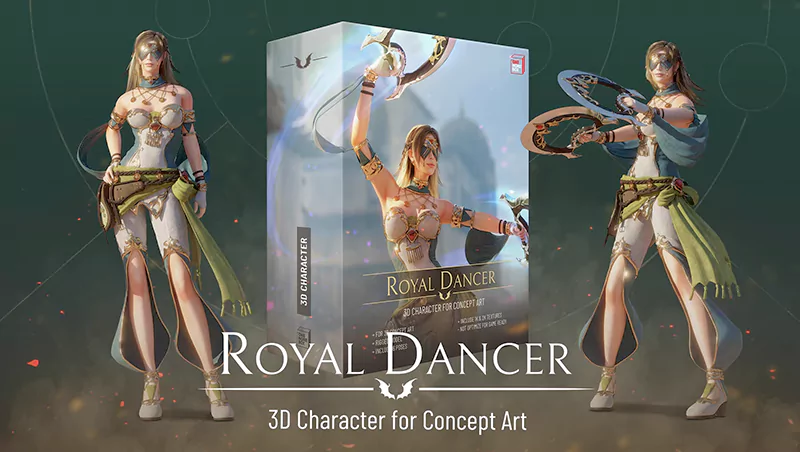 Blender皇家舞者人物3D角色模型 Royal Dancer – 3D Character for Concept Art