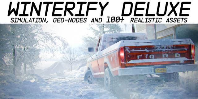 Blender冬天下雪场景环境模拟插件资产预设 Winterify Deluxe
