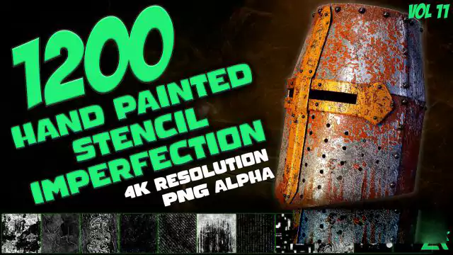 无缝平铺划痕裂纹图片素材 Artstation – 1200 Seamless and Tileable Stencil Imperfections