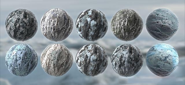 石头雪地贴图材质素材 ArtStation – Winter Snow Ice Glacier Seamless PBR Texture Material Pack Bundle