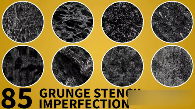 85张污迹划痕深度贴图素材 Artstation – High Quality Useful Grunge Stencil Imperfection Vol.2