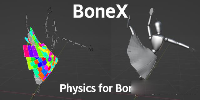 Blender PhysX驱动骨骼物理动画插件 BoneX V1.2.3 – Bone Physics Animation Driven By Physx
