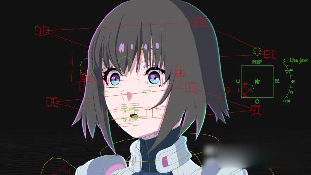 Blender二次元卡通女孩角色绑定3D模型 Cyberpunk Anime Girl Blender Rig – EMILY