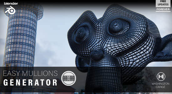 Blender预设-楼房建筑造型生成器资产 Easy Mullions Generator v1.4