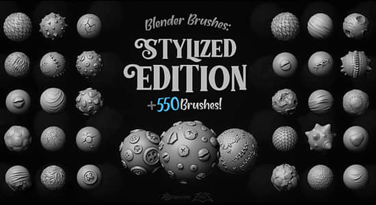 550个Blender笔刷预设 Blender Brushes Stylized Edition