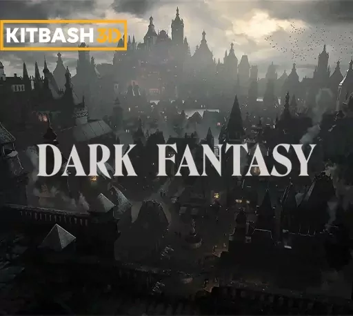 奇幻中世纪黑暗王国城堡城市建筑3D模型资产(Blender/C4D/FBX/OBJ/UE5等格式) Kitbash3D – Dark Fantasy FULL